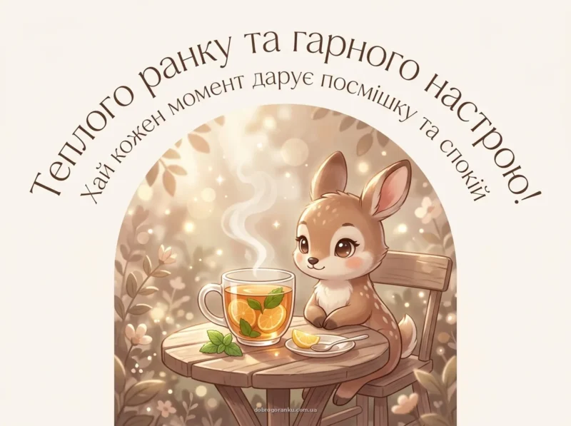 Прозора чашка чаю — доброго ранку мирного неба картинки українською мовою