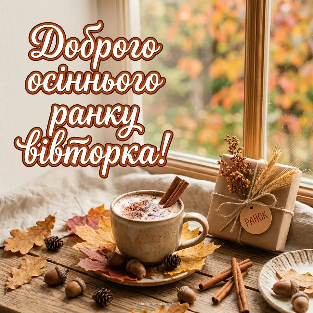 Доброго осіннього ранку вівторка: картинки та листівки