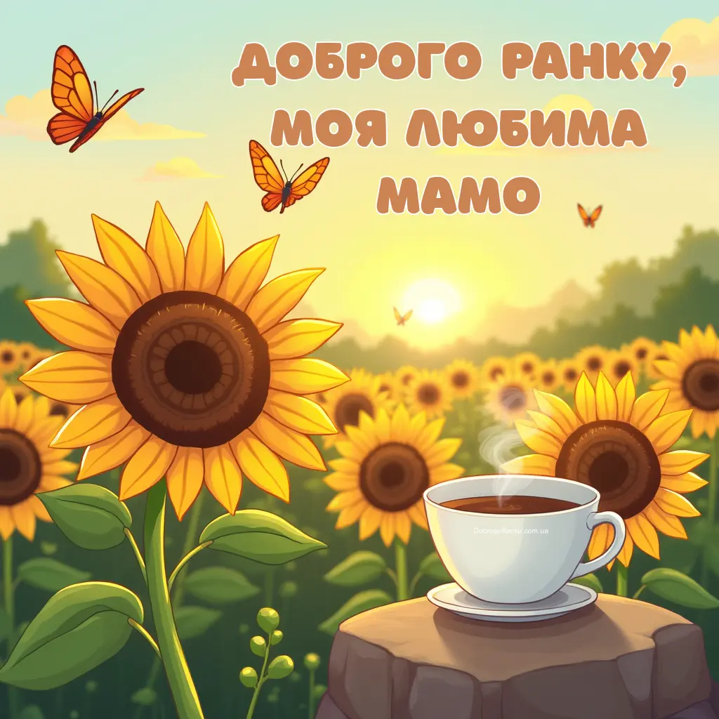 Доброго ранку мамо - картинки українською, соняшники