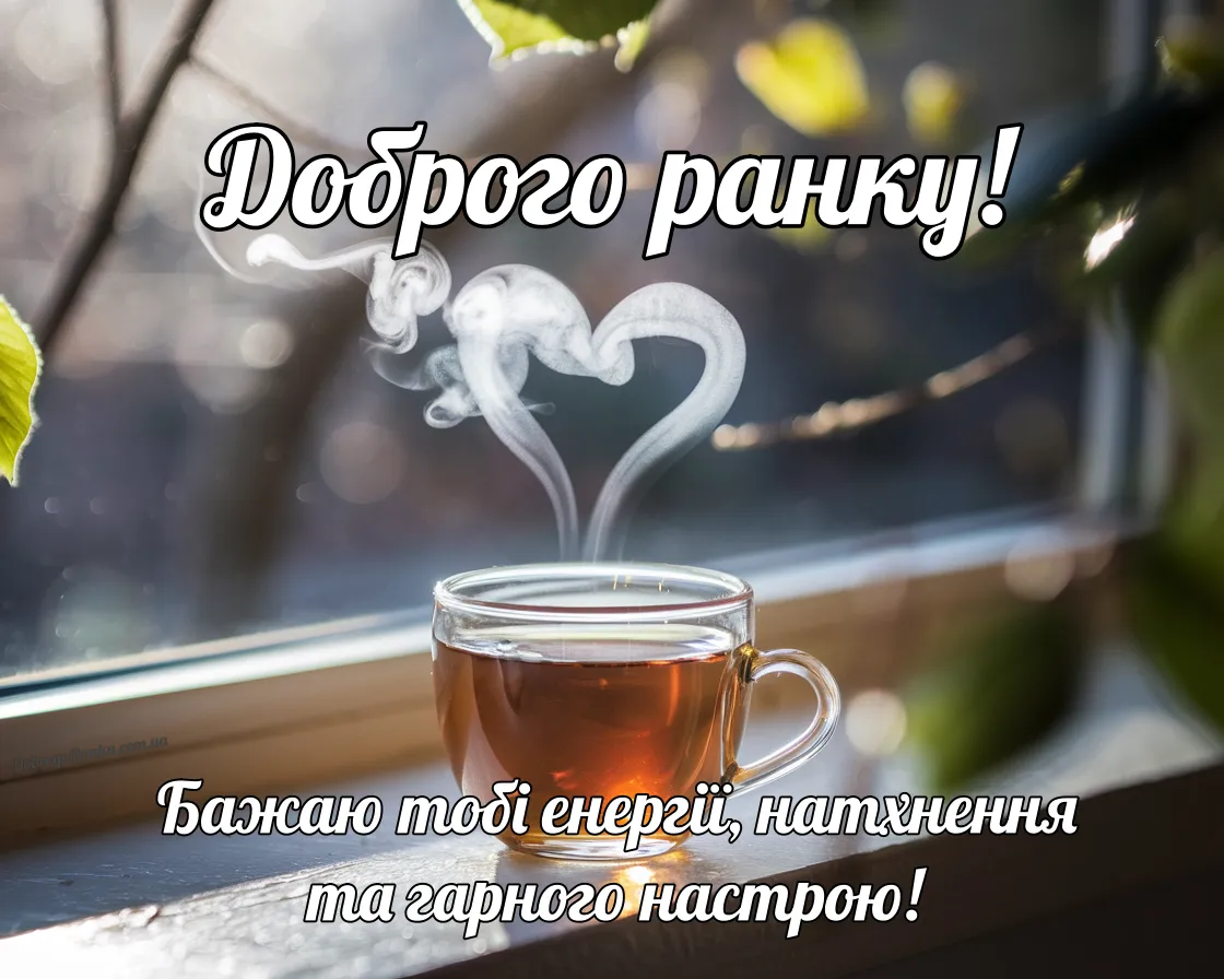 Доброго ранку та гарного настрою! Чашка чаю з сердечком