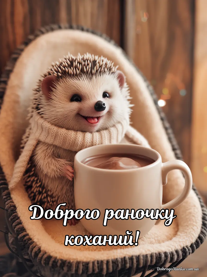 Доброго раночку коханий! Їжачок з кавою