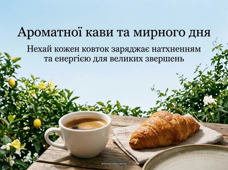 Смачна кава — доброго ранку мирного неба картинки українською
