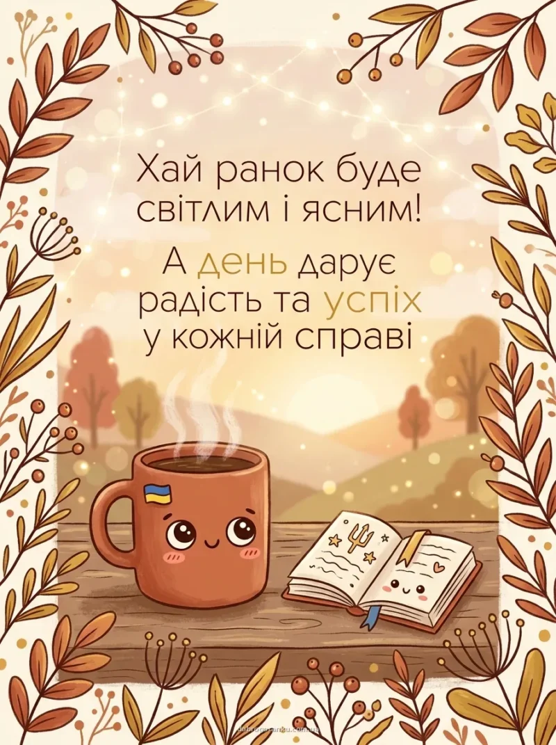 Горнятко ароматної кави — теплі побажання доброго ранку