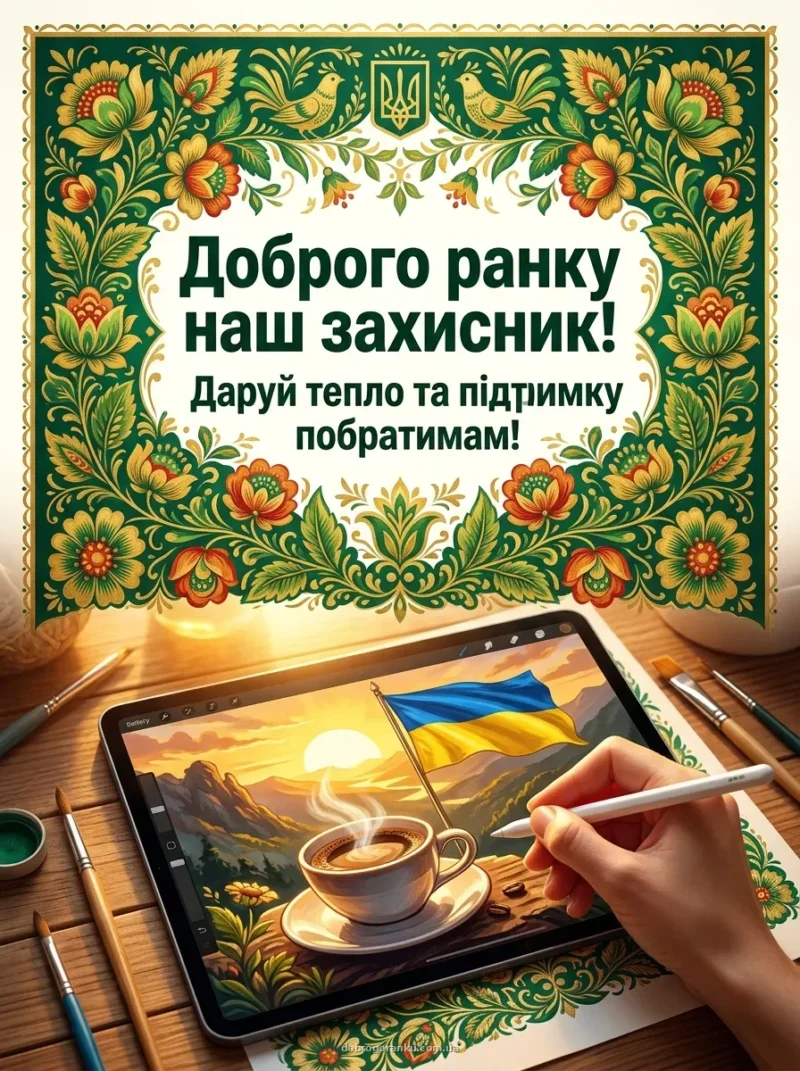 Процес створення візуальної листівки — побажання доброго ранку