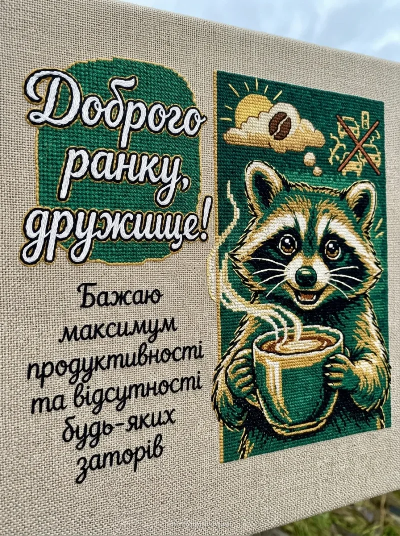 Єнот з подвійним еспресо — веселий ранок для друга