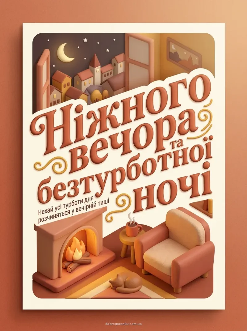 Камін та затишне крісло — Ніжного вечора