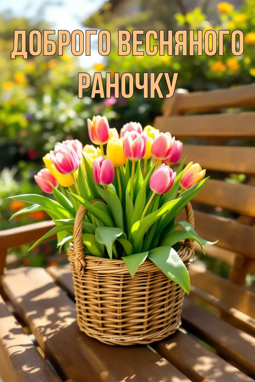 Картинка доброго весняного раночку - тюльпани
