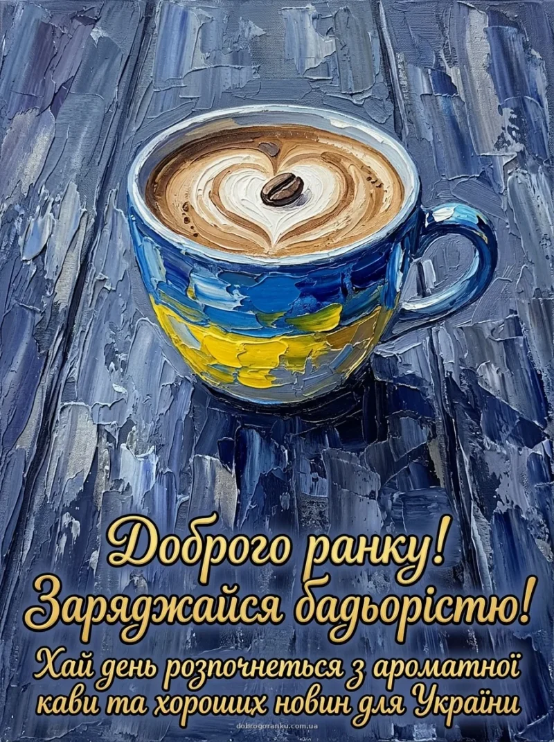 Кавове зерно у формі серця — патріотичні картинки доброго ранку українською