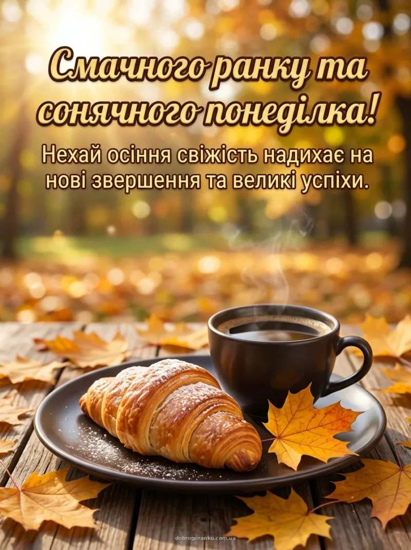 Кавовий круасан та чашка американо серед листопаду — Чудового дня!