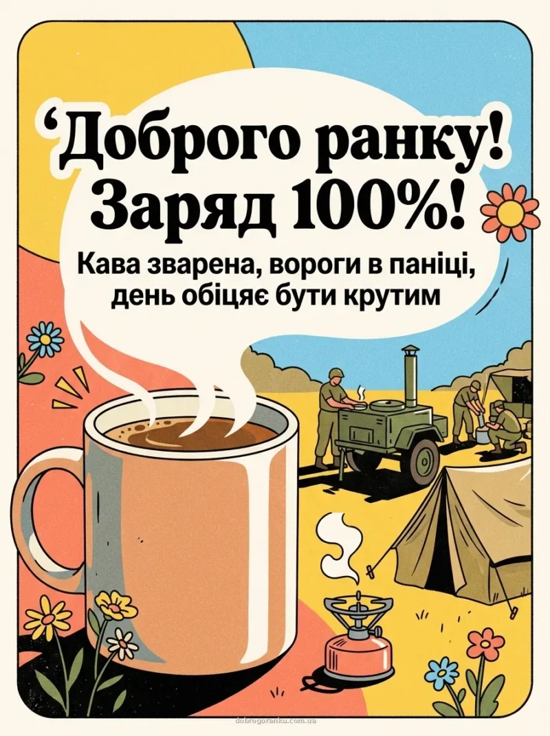 Великий кухоль кави — побажання доброго ранку