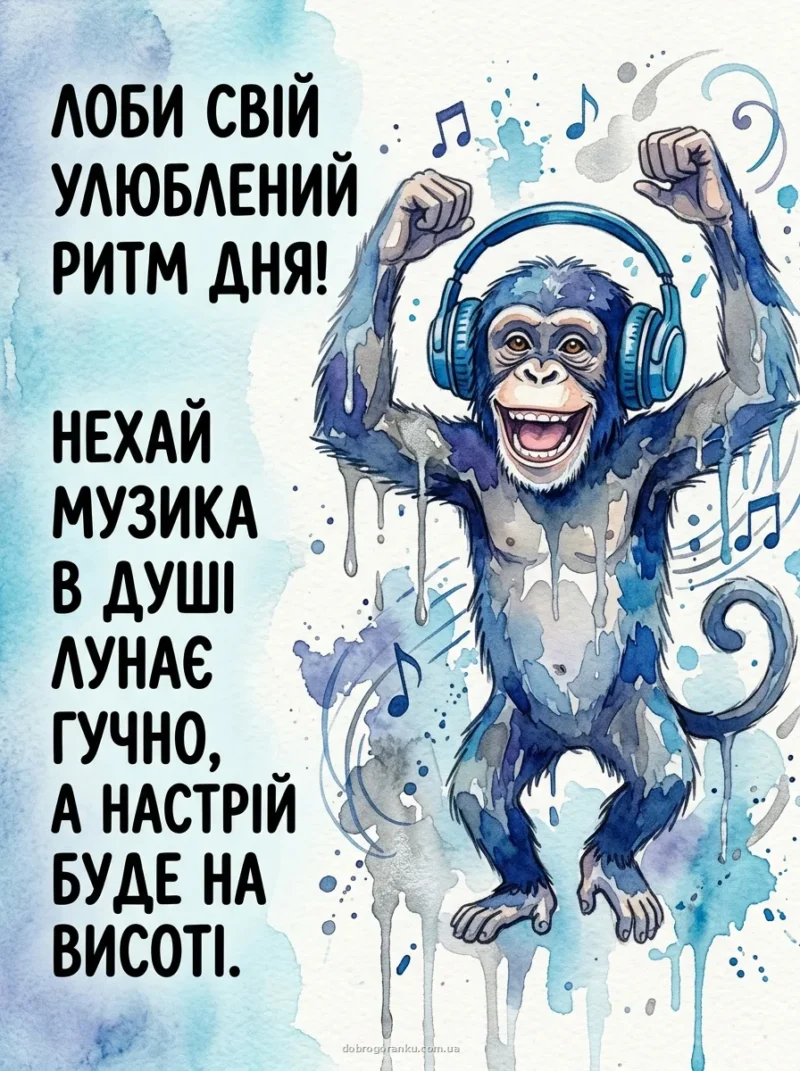 Кумедна мавпочка в навушниках — Смішна картинка гарного дня