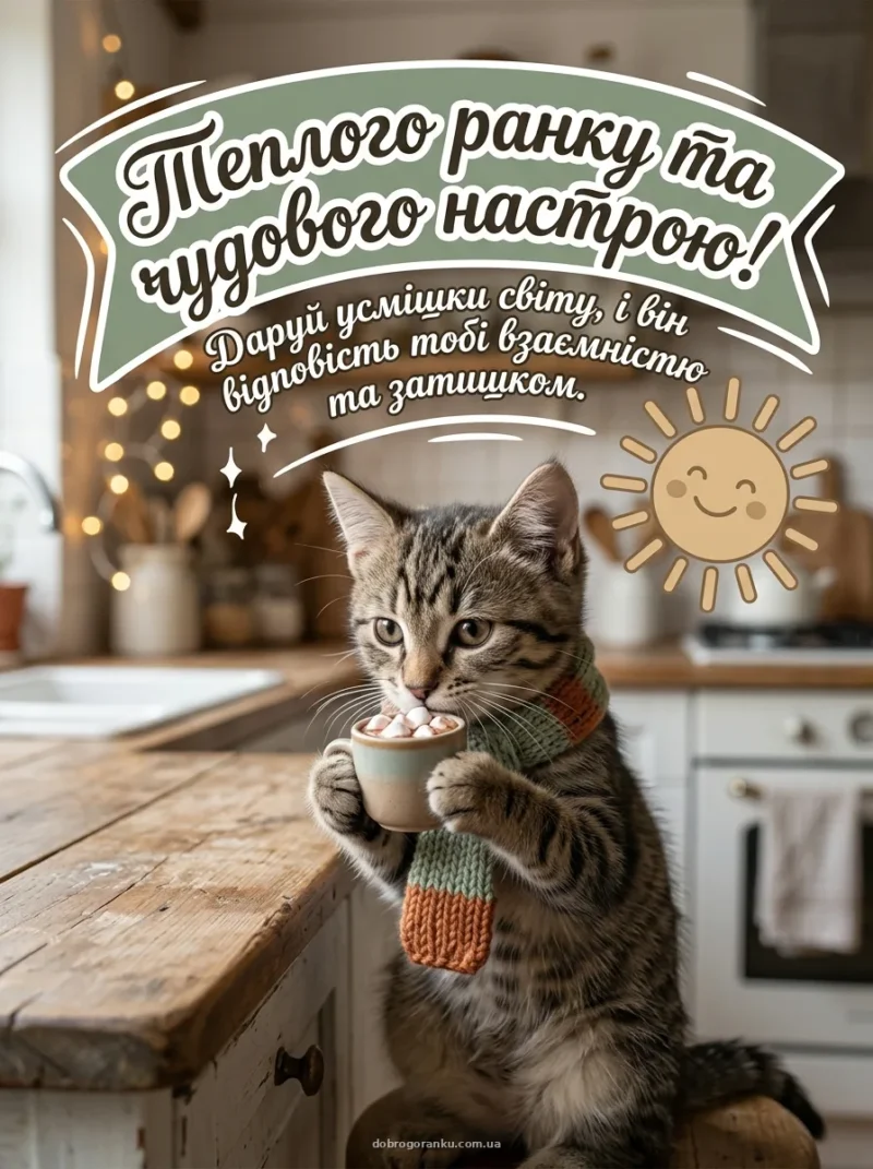Кумедний пінгвін з какао — Картинка з побажанням гарного дня