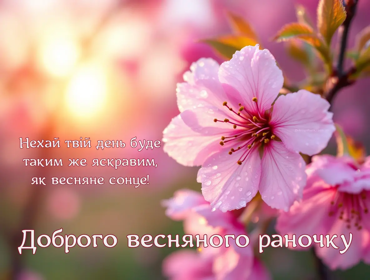 Листівка доброго весняного раночку - цвіт сакури