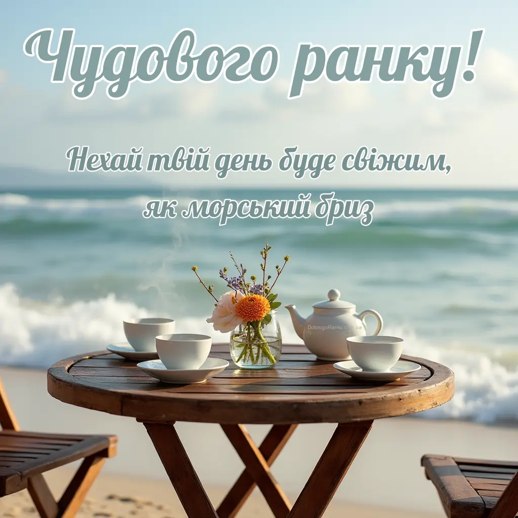 Листівка з побажанням чудового ранку - море