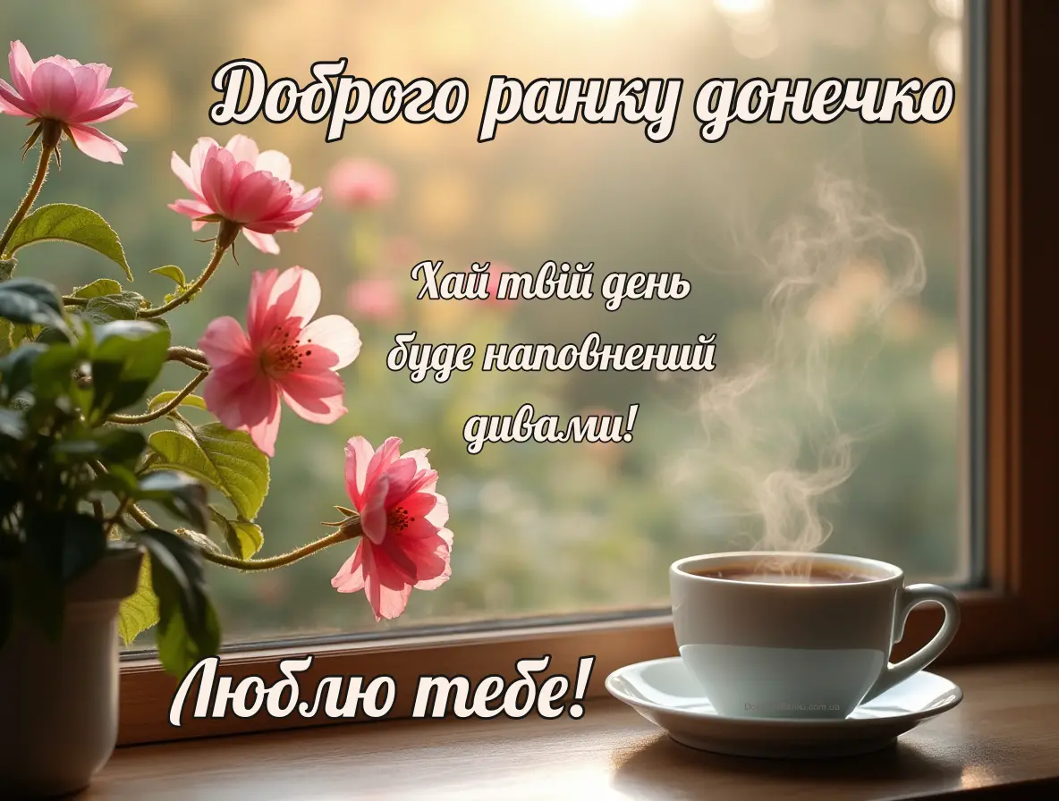 Листівка з побажанням доброго ранку донечка