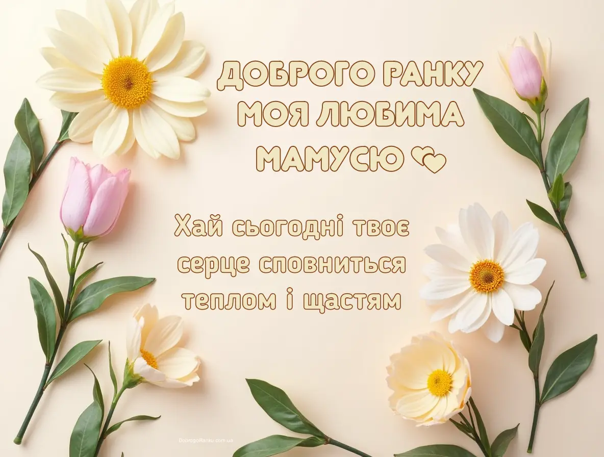 Листівка з побажанням доброго ранку мамусю