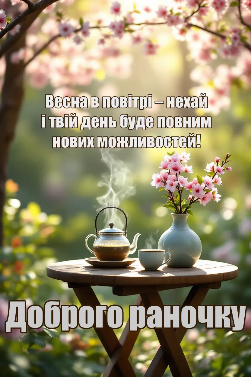 Листівка з побажанням доброго ранку весни