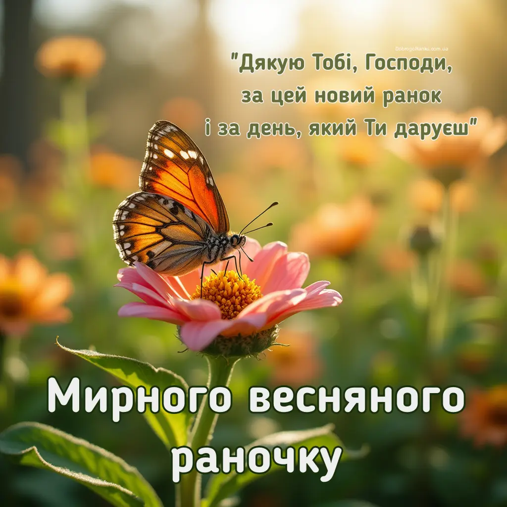 Листівка з побажанням мирного весняного раночку