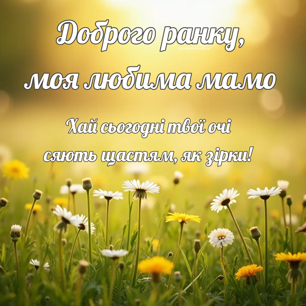 Листівка з привітанням - доброго ранку мамо, ромашки