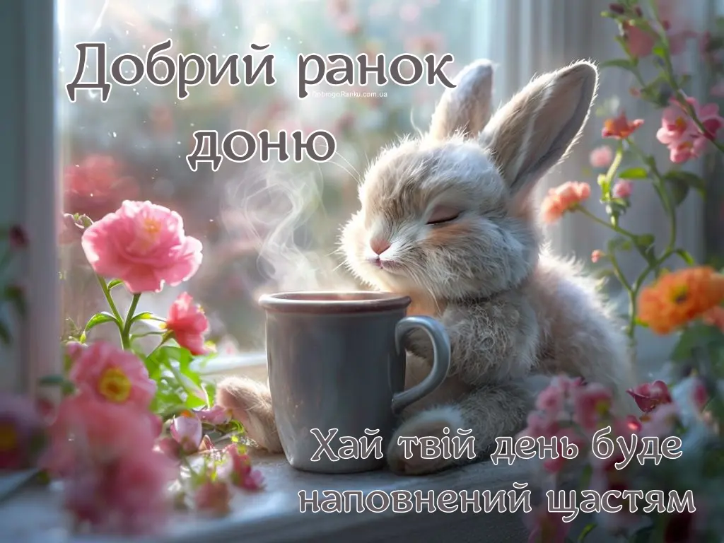 Листівка з привітанням добрий ранок доню