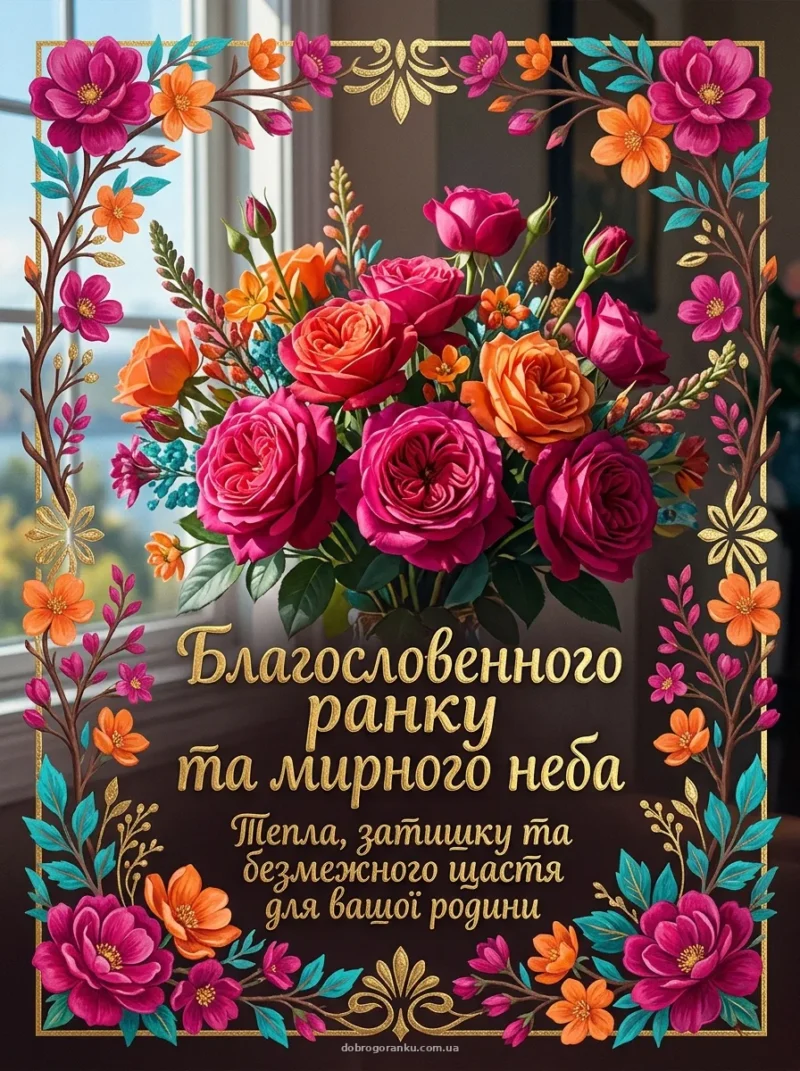 Ніжний букет троянд — Благословенного ранку та мирного неба
