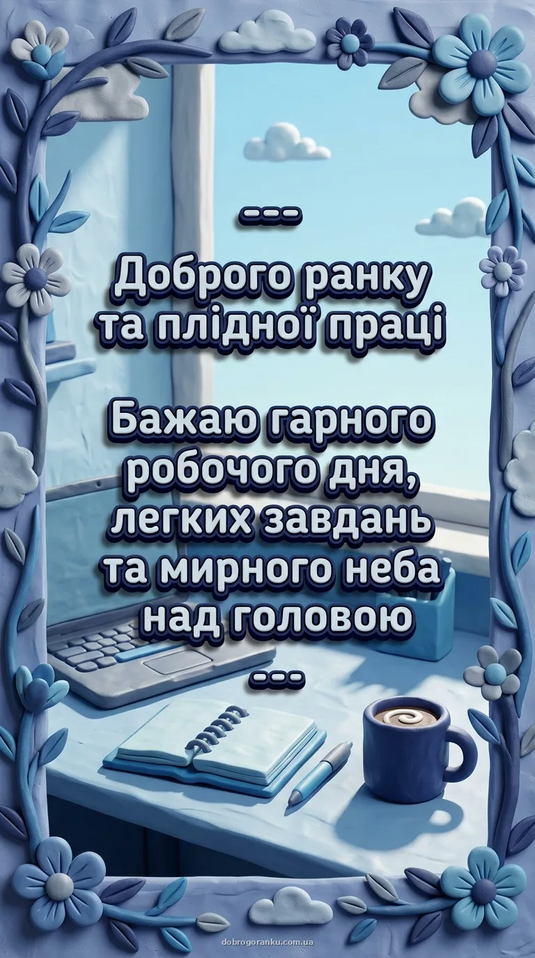 Охайне робоче місце — доброго ранку гарного дня мирного неба картинки українською