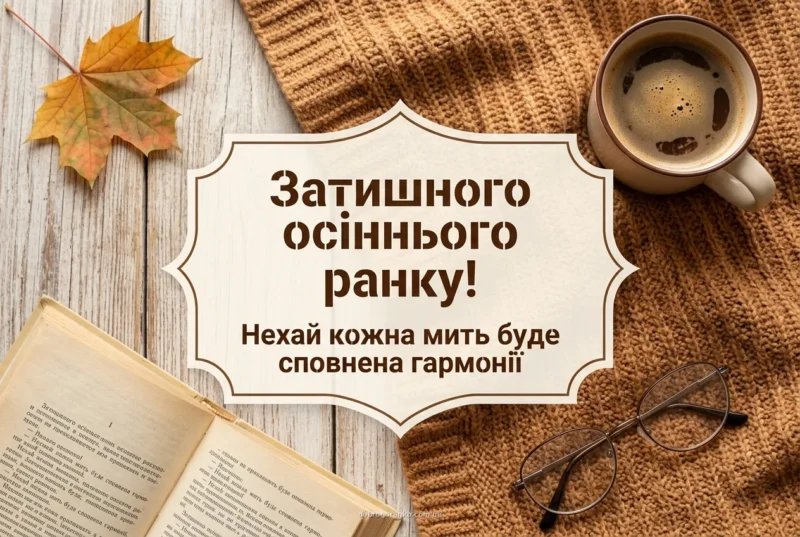 Розкрита книжка — доброго осіннього ранку картинки українською
