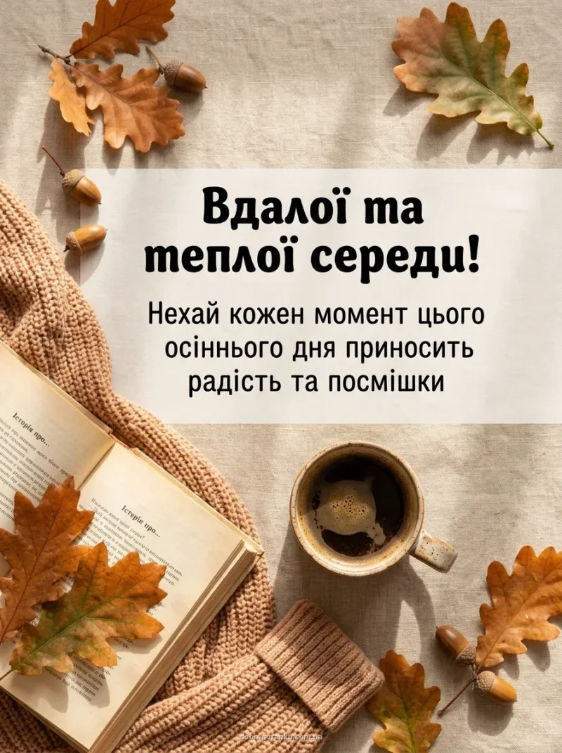 Осінній флетлей із книгою та кавою — Теплого та продуктивного дня!
