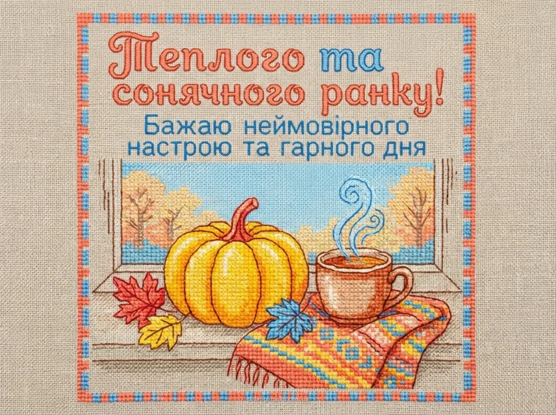 Осінній підвіконник — доброго осіннього ранку картинки українською мовою