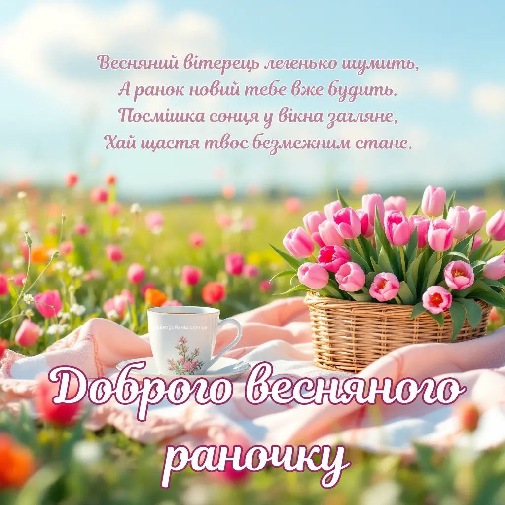 Побажання доброго весняного раночку - листівка