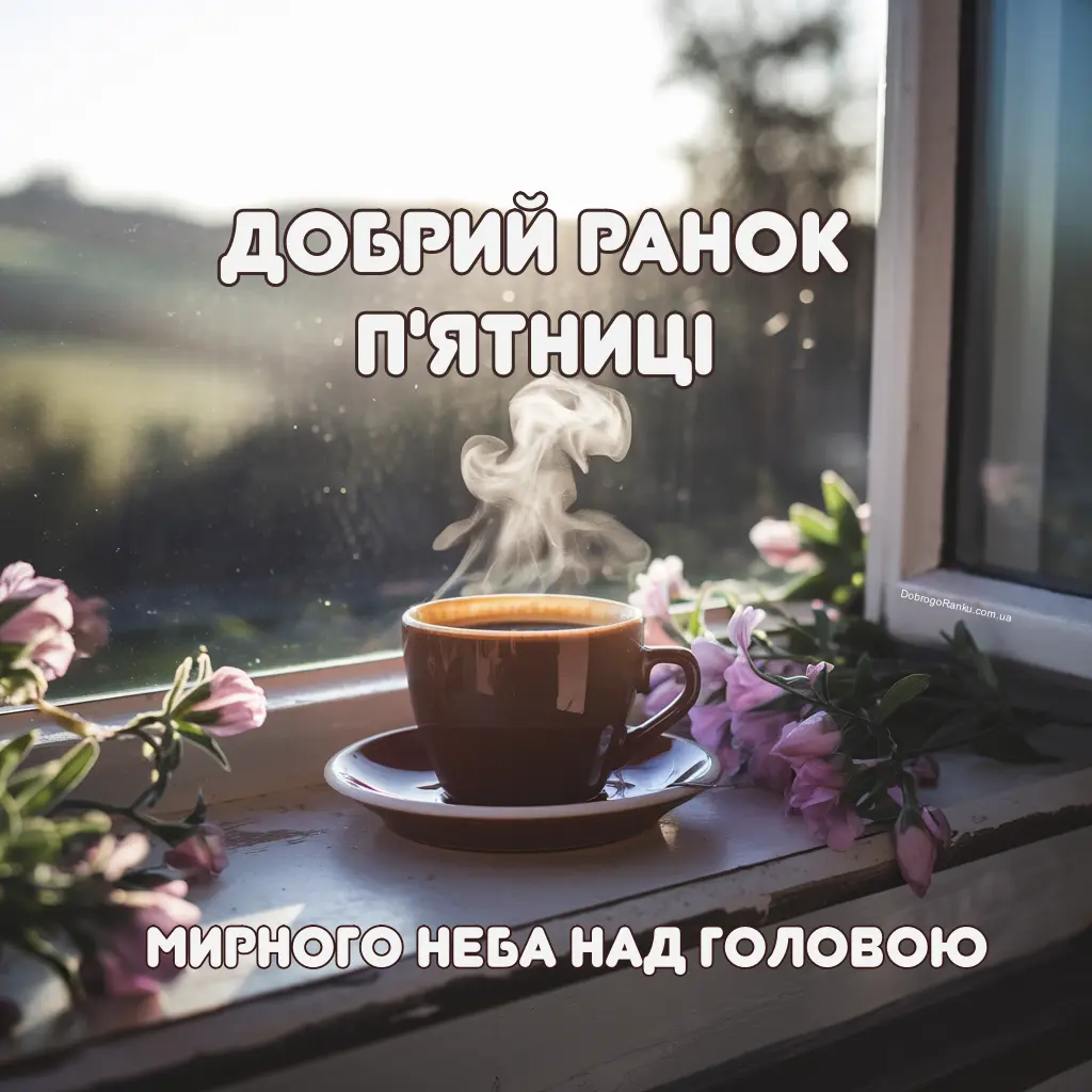 Побажання мирного неба над головою і доброго ранку в картинці