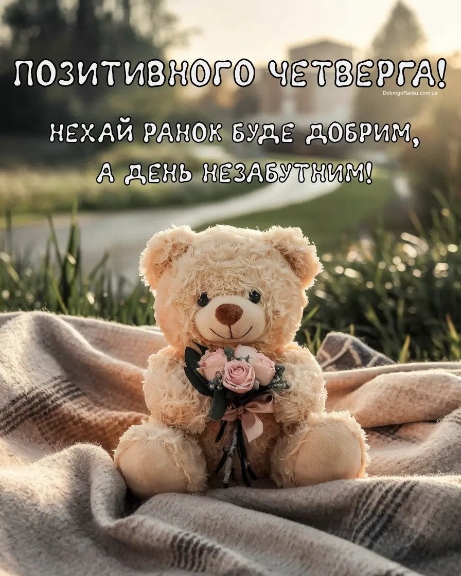 Побажання позитивного дня четверга і доброго ранку - Ведмедик