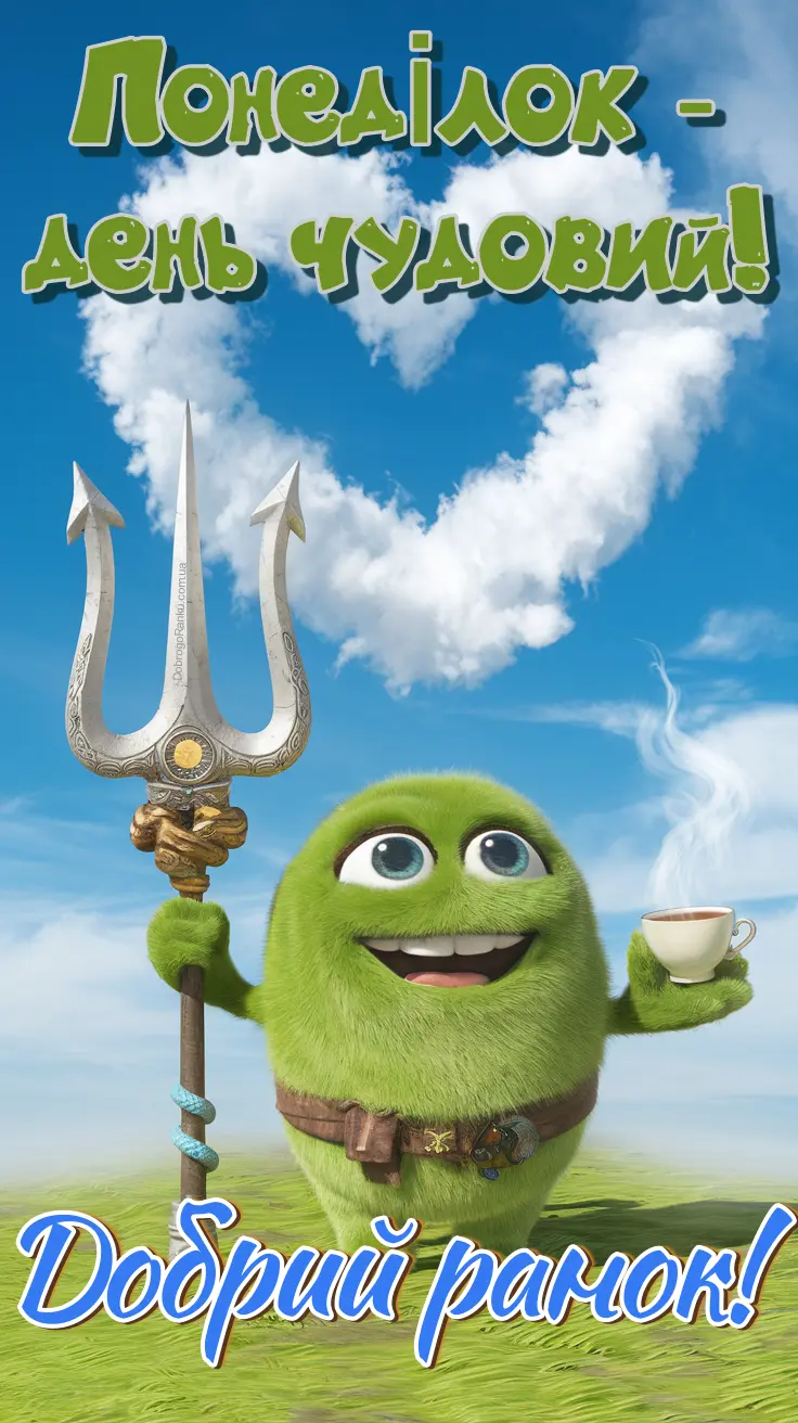 Понеділок день чудовий. Добрий ранок, продуктивного тижня, весела картинка