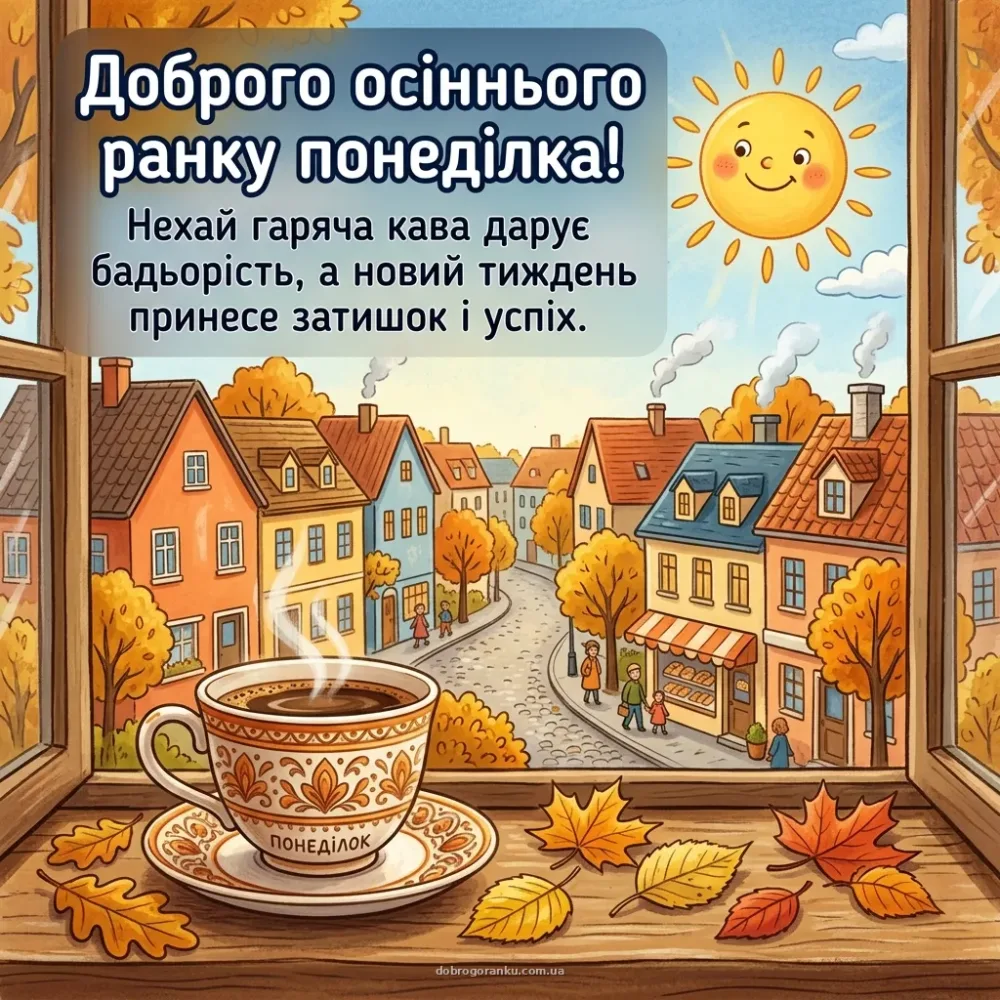 Доброго осіннього ранку понеділка: картинки та побажання