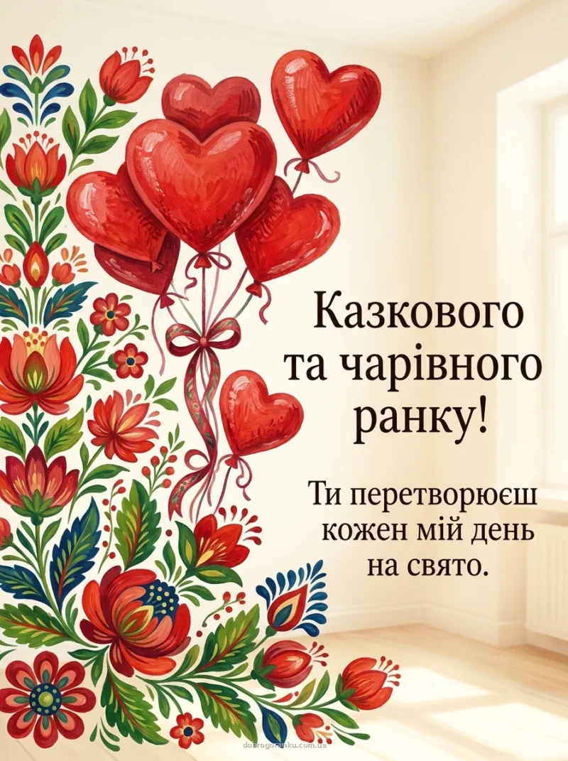 Повітряні кульки у формі серця — Доброго ранку коханий картинки