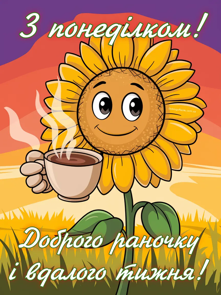 Привітання з понеділком картинкою, побажання доброго ранку і вдалого тижня