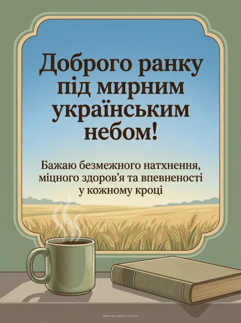 Пшеничне поле під синім небом — патріотичні картинки доброго ранку українською