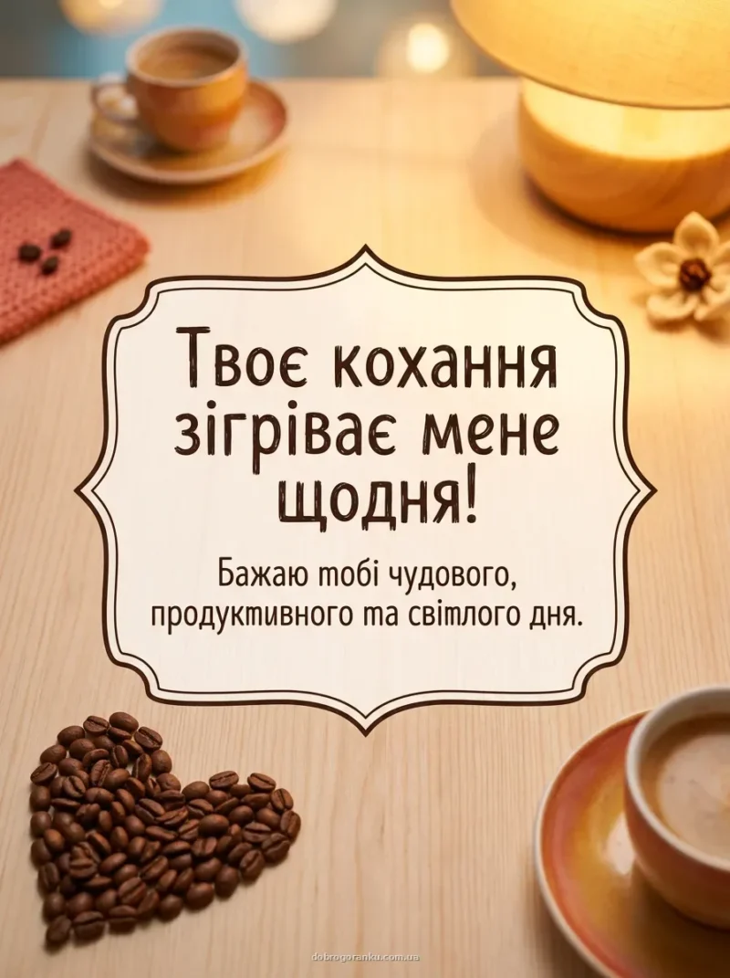 Сердечко з кавових зерен — Листівки доброго ранку коханий