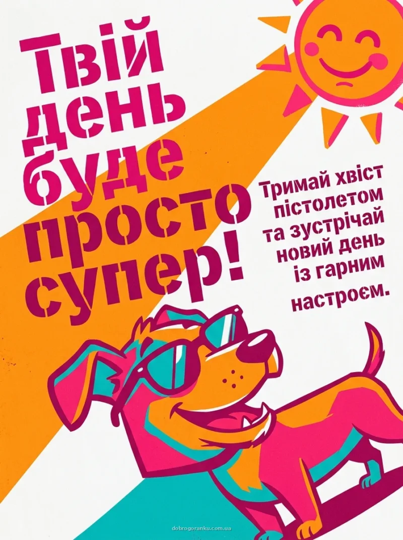 Смішна собака в окулярах — Веселе побажання гарного дня