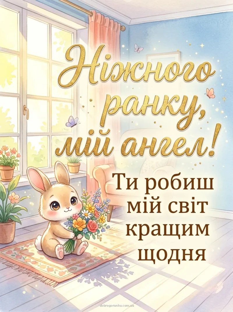 Сонце через вікно та букет квіток — Ніжного ранку, мій ангел!