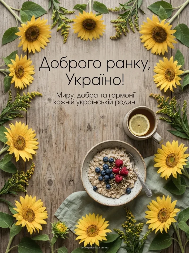 Сніданок — доброго ранку гарного дня мирного неба картинки українською