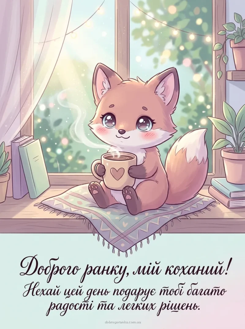 Затишна чашка кави на підвіконні — Доброго ранку коханий картинки