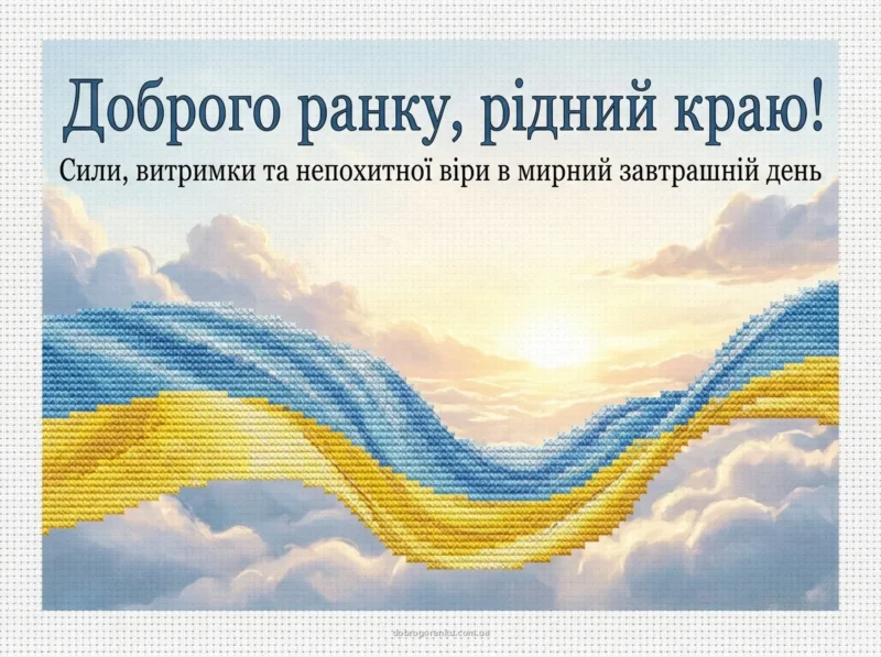 Шовкова жовто-блакитна стрічка маєрить — доброго ранку гарного дня мирного неба картинки українською мовою