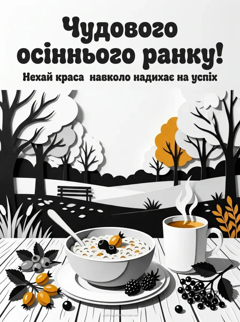 Сніданок — доброго осіннього ранку картинки українською